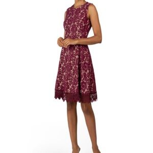 DONNA RICCO SIZE 4 Sleeveless Lace Fit & Flare Dress BURGUNDY